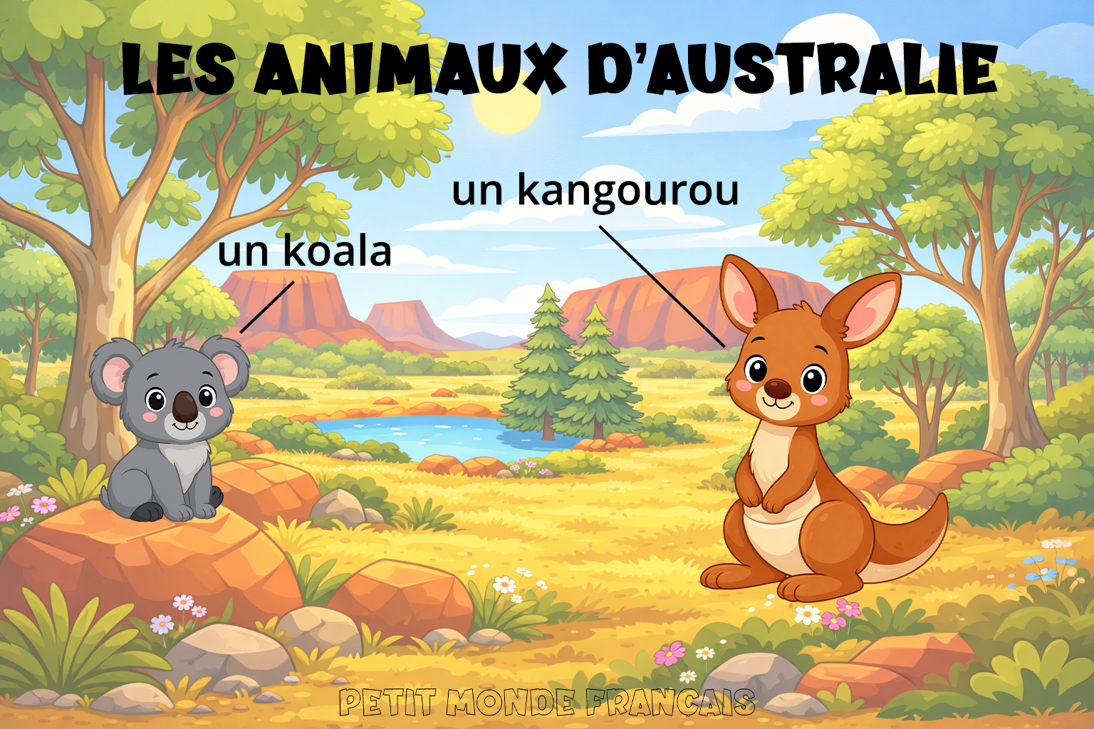 Los animales de Australia en français con Petit Monde Français 2