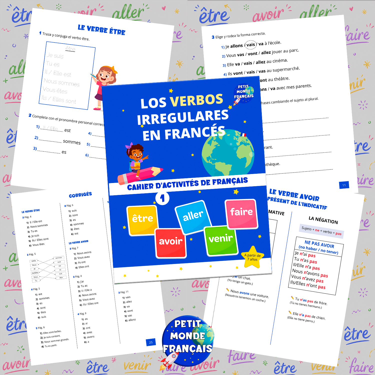 Cuaderno de actividades: Los vernos irregulares 1 en francés de Petit Monde Français